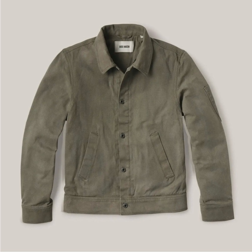 Buck Mason Waxed Canvas Flint Oiled Canvas Range Jacket Green large